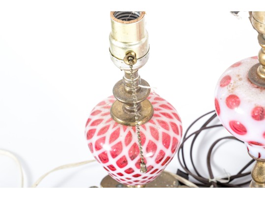 Vintage Cranberry Depression Glass Lamps