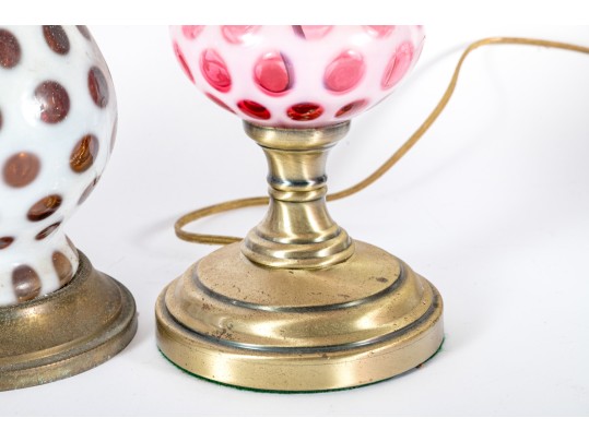 Vintage Cranberry Depression Glass Lamps