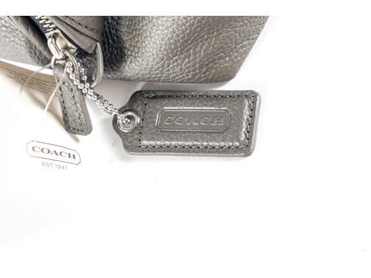 Coach Gray Pebble Leather Travel Kit Bag