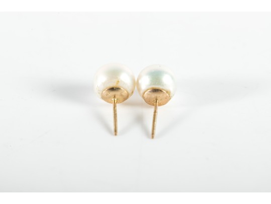 14k Yellow Gold Cultured Pearl Stud Earrings
