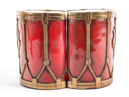 Vintage Marion Bronze Civil War Drum Bookends