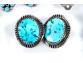 Navajo Sterling Silver, Turquoise, And Coral Clip-On Earrings