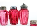 Cranberry Depression Glass Salt And Pepper Shakers