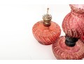 Opalescent Beaded Swirl Cranberry Glass Oil Lamps