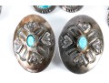 Navajo Sterling Silver, Turquoise, And Coral Clip-On Earrings