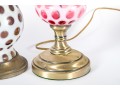 Vintage Cranberry Depression Glass Lamps