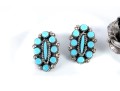 Navajo Sterling Silver, Turquoise, And Coral Clip-On Earrings