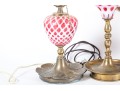 Vintage Cranberry Depression Glass Lamps