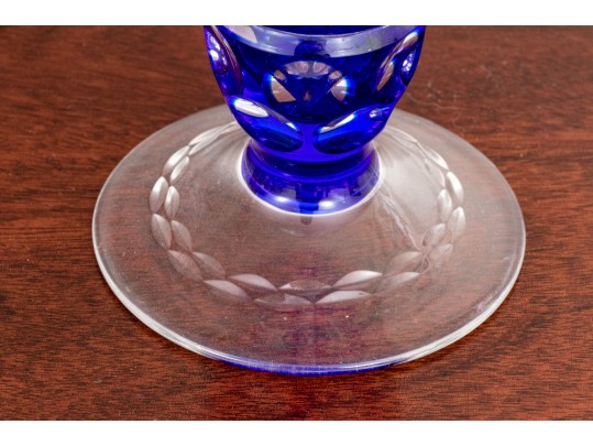 Two Colored Cut To Clear Glass Articles, Vase And Decanter