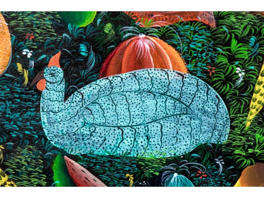 Colorful Caribin Oil On Canvas Of Birds