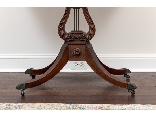 Vintage Federal Style Mahogany Lyre Games Table