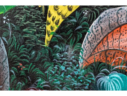 Colorful Caribin Oil On Canvas Of Birds