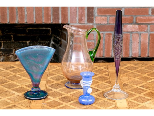 Four Pieces Of Colorful Art Glass