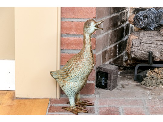 Cast Iron Bronze Finished Standing Duck