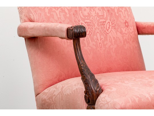 Antique Carved Mahogany Library Chair Frame, Ca. 1920