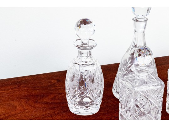 Collection Of Five Hand Cut Crystal Decanters