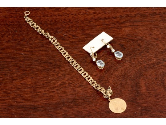 14K Gold Earrings And Charm
