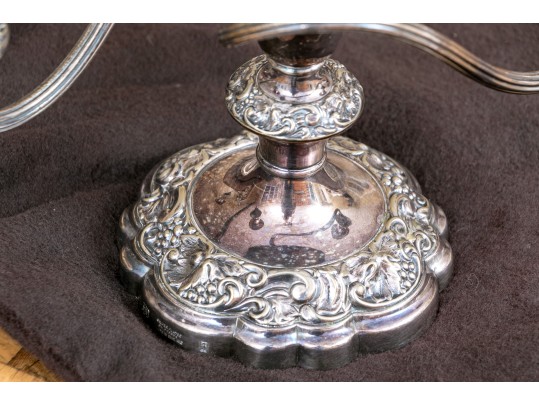 Pair Of Quality Heavy George III Style Silver-plated Candlesticks