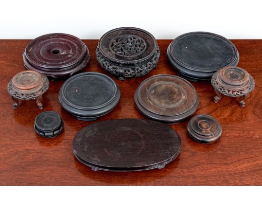 Collection Of 10 Vintage Chinese Hardwood Stands