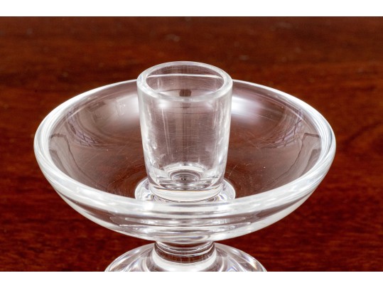 Pair Of Val St Lambert Hand Blown Crystal Candlesticks