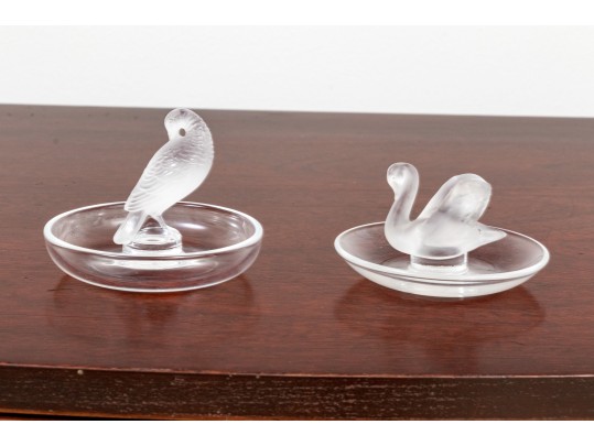 Two Vintage Lalique Crystal Ring Dishes