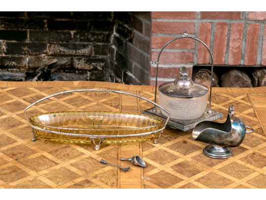 Three Pieces Of Silver-plated Serving Pieces