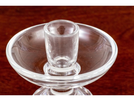 Pair Of Val St Lambert Hand Blown Crystal Candlesticks