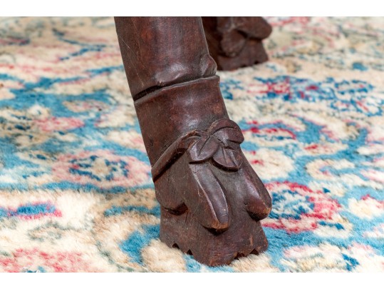 An Antique Chinese Marble Top Hand Carved Hardwood Stand