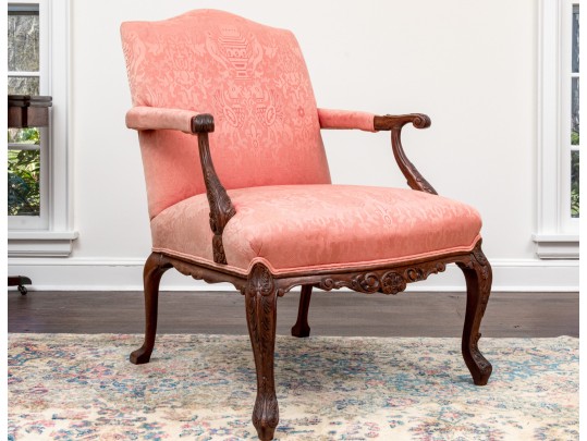 Antique Carved Mahogany Library Chair Frame, Ca. 1920