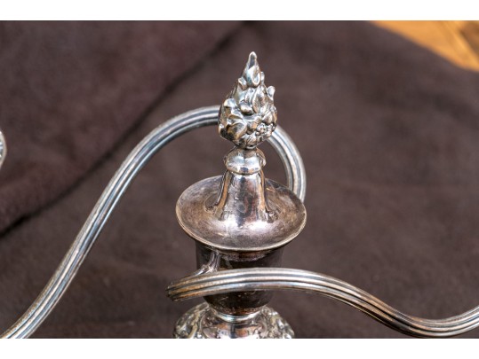 Pair Of Quality Heavy George III Style Silver-plated Candlesticks