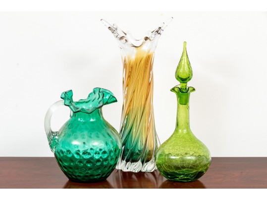 Three Pieces Of Vintage Artglass