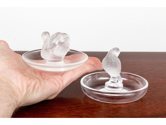 Two Vintage Lalique Crystal Ring Dishes
