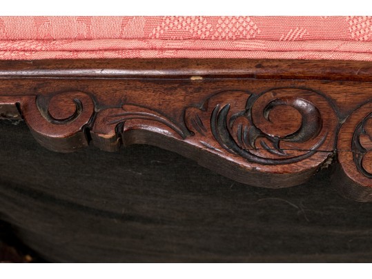Antique Carved Mahogany Library Chair Frame, Ca. 1920