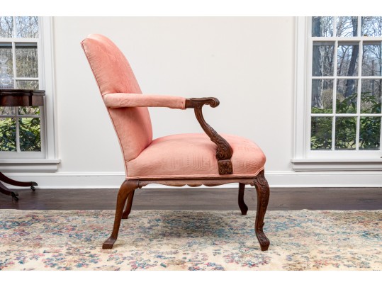 Antique Carved Mahogany Library Chair Frame, Ca. 1920