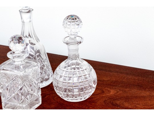 Collection Of Five Hand Cut Crystal Decanters
