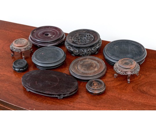 Collection Of 10 Vintage Chinese Hardwood Stands