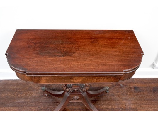 Vintage Federal Style Mahogany Lyre Games Table