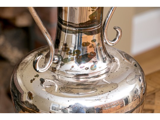 Pair Of Vintage Silver Platted Urn Form Lamps