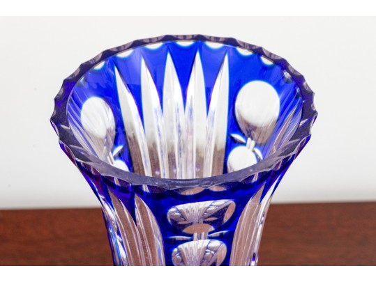 Two Colored Cut To Clear Glass Articles, Vase And Decanter