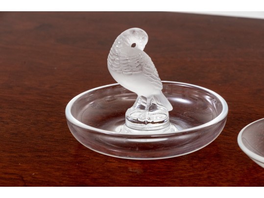 Two Vintage Lalique Crystal Ring Dishes