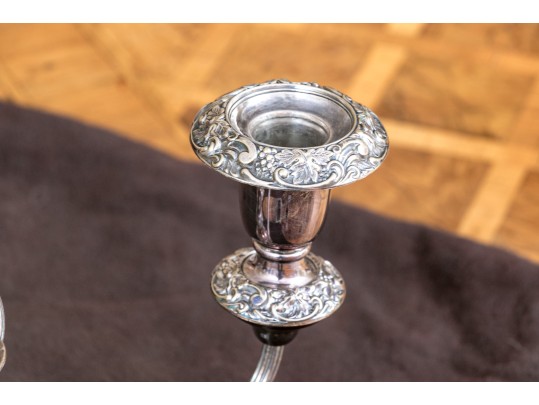 Pair Of Quality Heavy George III Style Silver-plated Candlesticks