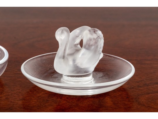 Two Vintage Lalique Crystal Ring Dishes