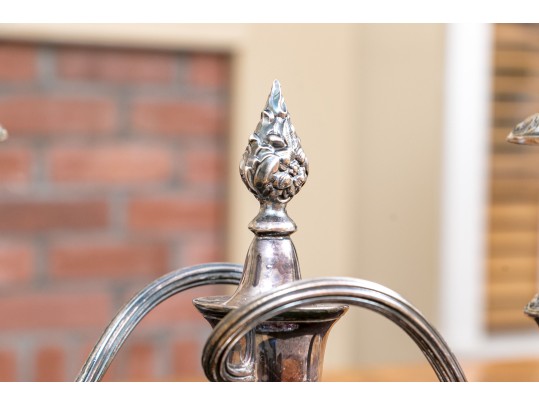 Pair Of Quality Heavy George III Style Silver-plated Candlesticks