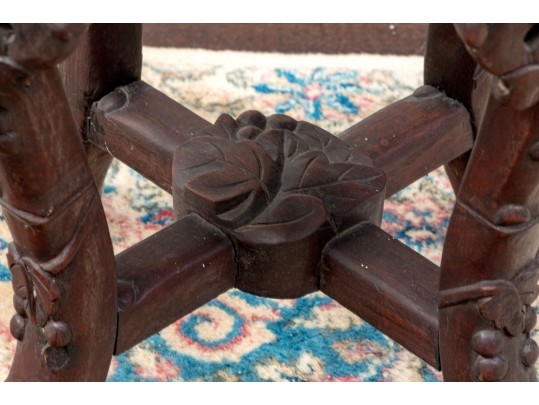 An Antique Chinese Marble Top Hand Carved Hardwood Stand