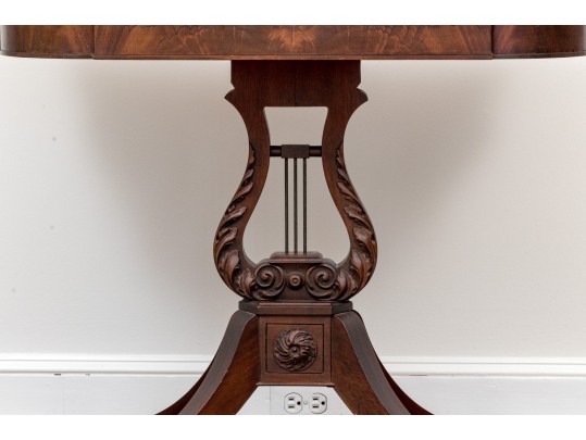 Vintage Federal Style Mahogany Lyre Games Table