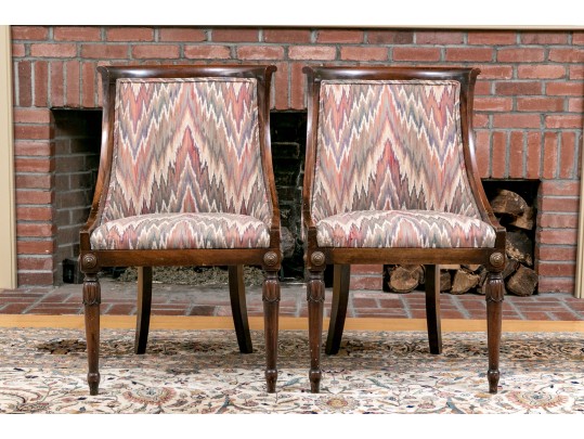 Pair Of Mid-century Solid Mahogany Klismos Chairs