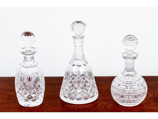 Collection Of Five Hand Cut Crystal Decanters