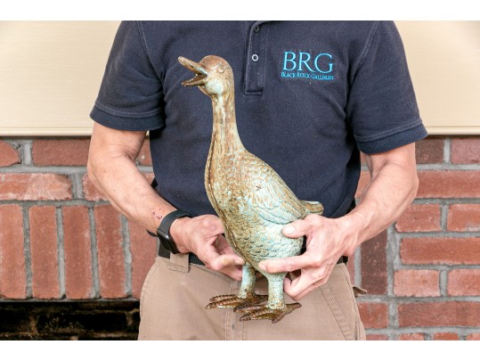 Cast Iron Bronze Finished Standing Duck