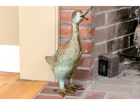 Cast Iron Bronze Finished Standing Duck
