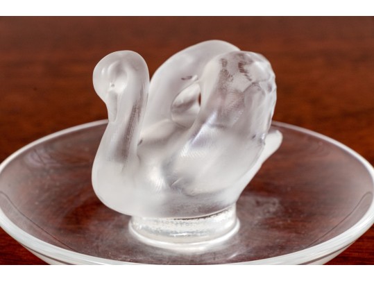 Two Vintage Lalique Crystal Ring Dishes